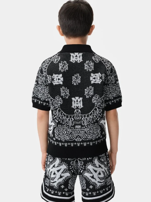 AMIRI Knitwear | Shirts>KIDS' BANDANA POLO BLACK