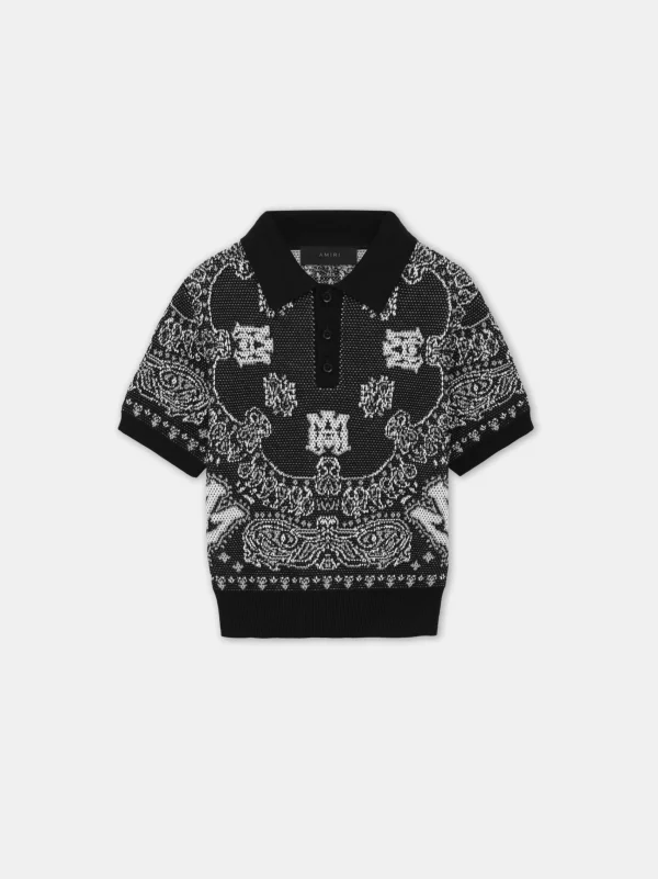 AMIRI Knitwear | Shirts>KIDS' BANDANA POLO BLACK