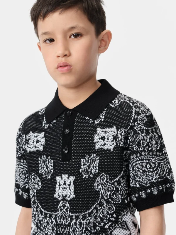 AMIRI Knitwear | Shirts>KIDS' BANDANA POLO BLACK