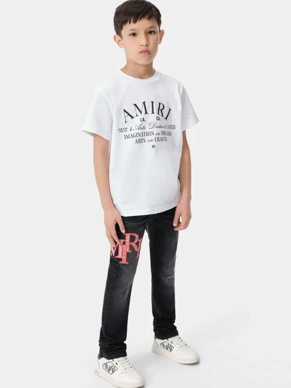 AMIRI Denim>KIDS' BANDANA STAGGERED LOGO JEAN FADED BLACK