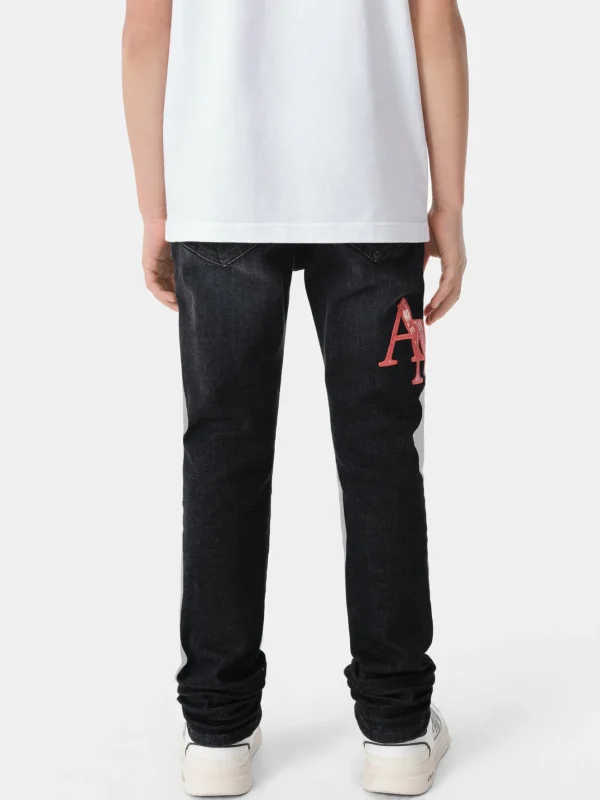 AMIRI Denim>KIDS' BANDANA STAGGERED LOGO JEAN FADED BLACK