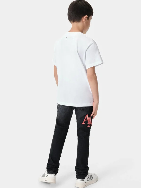 AMIRI Denim>KIDS' BANDANA STAGGERED LOGO JEAN FADED BLACK