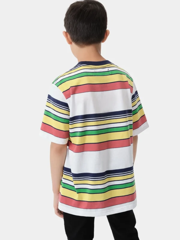 AMIRI Tees>KIDS' MA BAJA STRIPE TEE BLUE MULTI