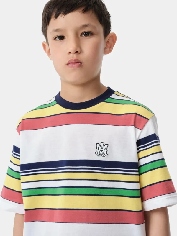 AMIRI Tees>KIDS' MA BAJA STRIPE TEE BLUE MULTI
