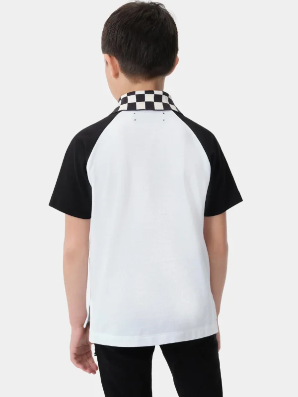 AMIRI Shirts>KIDS' MA CHECKERED 22 POLO White Black