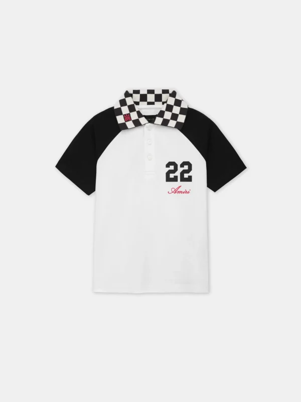AMIRI Shirts>KIDS' MA CHECKERED 22 POLO White Black