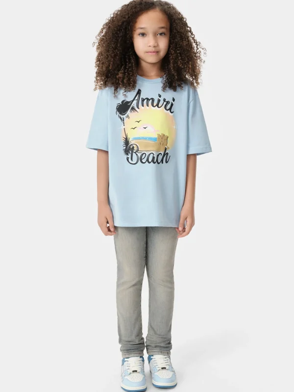 AMIRI Tees>KIDS' MA SANDCASTLE TEE Cerulean