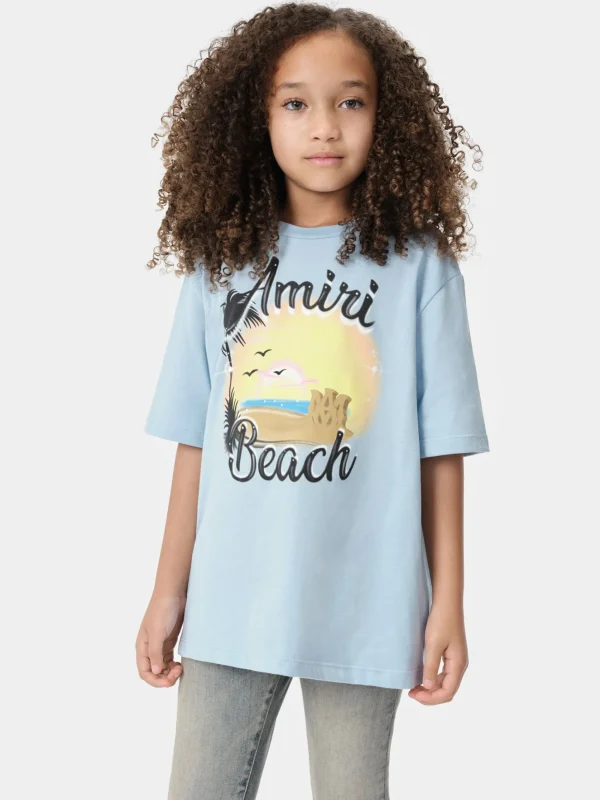 AMIRI Tees>KIDS' MA SANDCASTLE TEE Cerulean