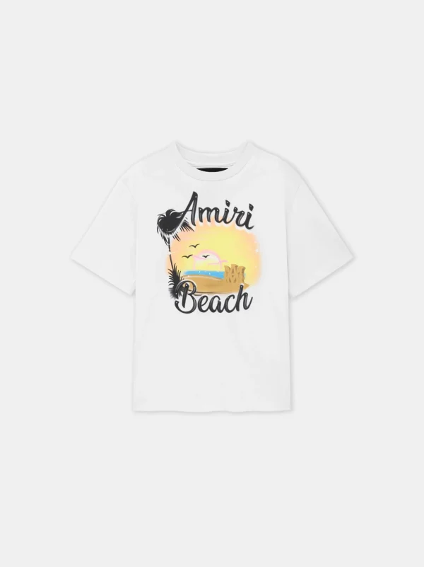 AMIRI Tees>KIDS' MA SANDCASTLE TEE White