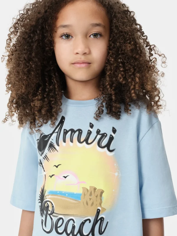 AMIRI Tees>KIDS' MA SANDCASTLE TEE Cerulean