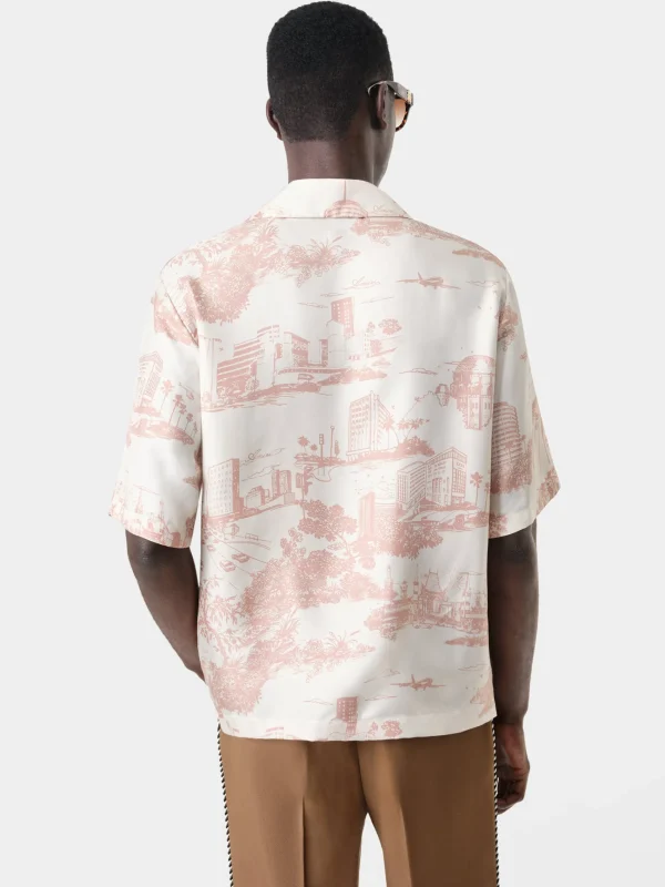 AMIRI Shirts>LA LANDMARK BOWLING SHIRT Alabaster