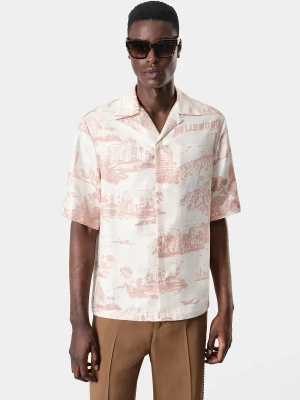 AMIRI Shirts>LA LANDMARK BOWLING SHIRT Alabaster
