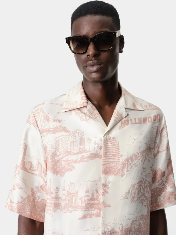 AMIRI Shirts>LA LANDMARK BOWLING SHIRT Alabaster