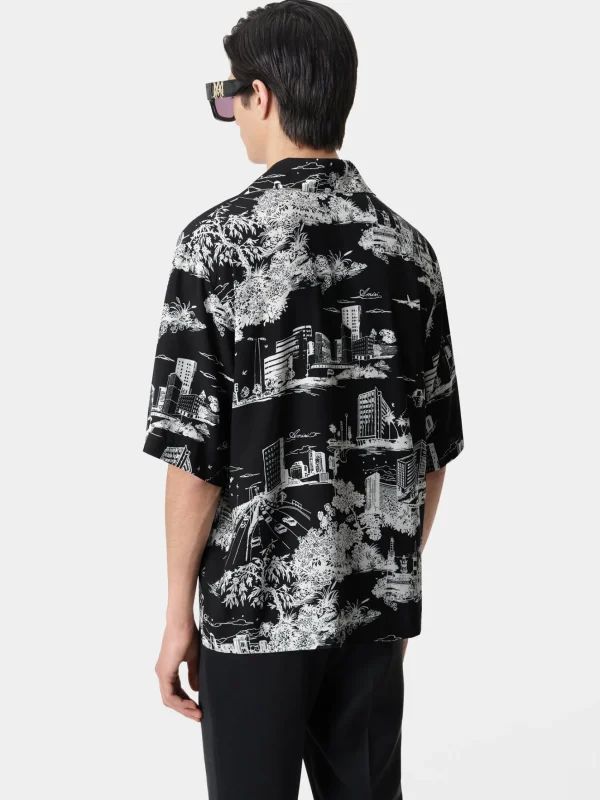 AMIRI Shirts>LA LANDMARK CAMP SHIRT BLACK
