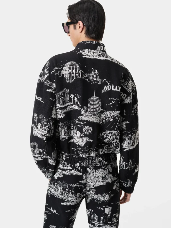 AMIRI Outerwear>LA LANDMARK TAPESTRY BOMBER BLACK
