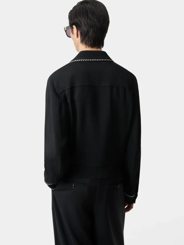 AMIRI Outerwear>LEOPARD CADET JACKET BLACK