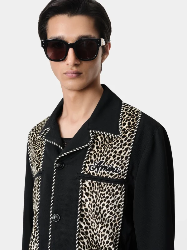 AMIRI Outerwear>LEOPARD CADET JACKET BLACK