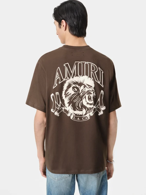 AMIRI Tees>LION OUTLINE TEE DARK BROWN