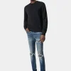 AMIRI Knitwear>LONG SLEEVE CREW- BLACK