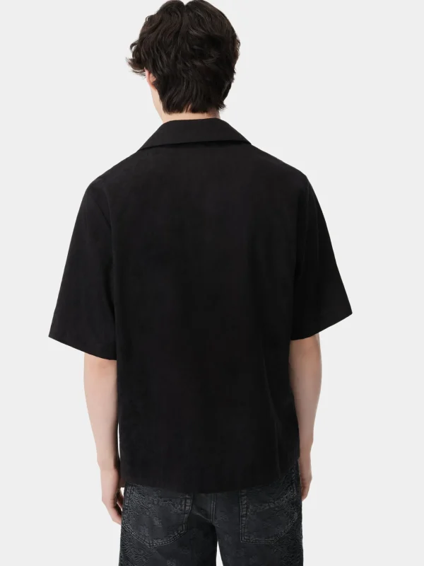 AMIRI Shirts>MA BANDANA LINEN CAMP SHIRT BLACK