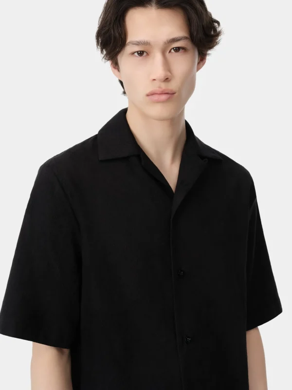 AMIRI Shirts>MA BANDANA LINEN CAMP SHIRT BLACK