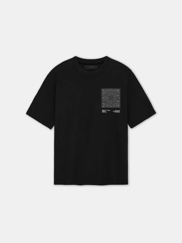 AMIRI Tees>MA BANDANA SILK APPLIQUE TEE BLACK