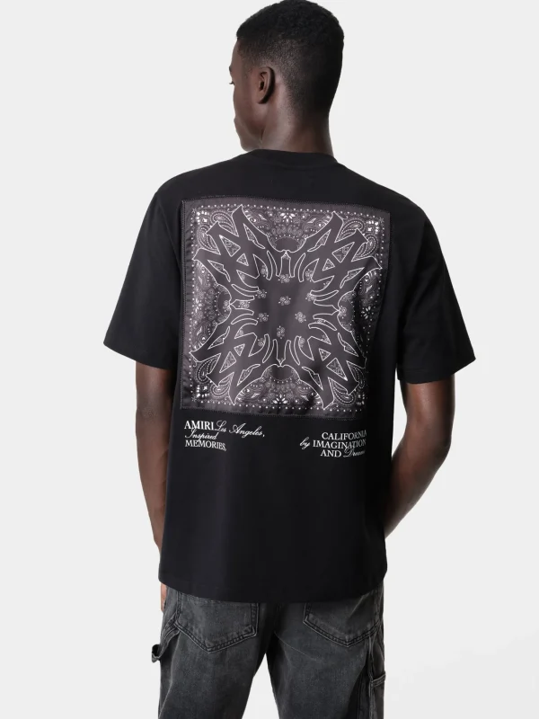 AMIRI Tees>MA BANDANA SILK APPLIQUE TEE BLACK