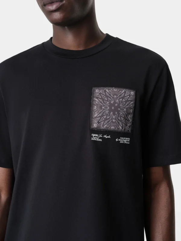 AMIRI Tees>MA BANDANA SILK APPLIQUE TEE BLACK