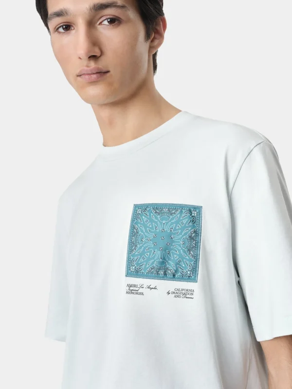 AMIRI Tees>MA BANDANA SILK APPLIQUE TEE ICE