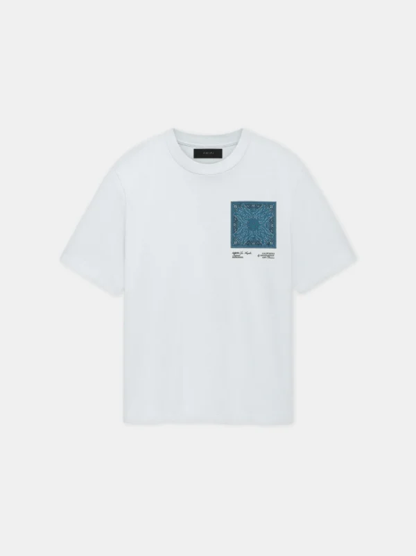 AMIRI Tees>MA BANDANA SILK APPLIQUE TEE ICE