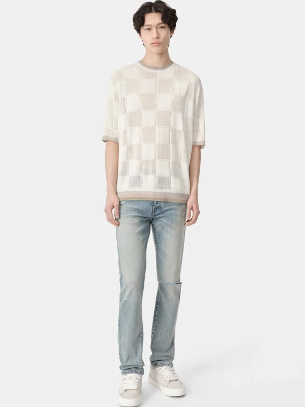 AMIRI Knitwear>MA CHECKERED TEE BIRCH
