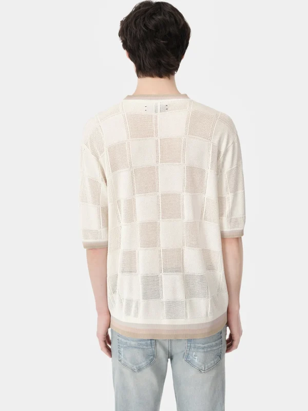 AMIRI Knitwear>MA CHECKERED TEE BIRCH