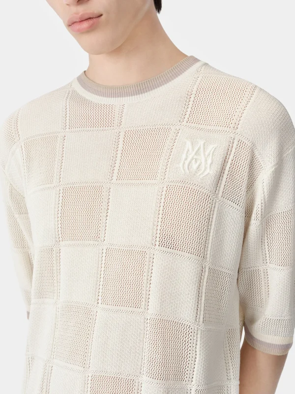 AMIRI Knitwear>MA CHECKERED TEE BIRCH