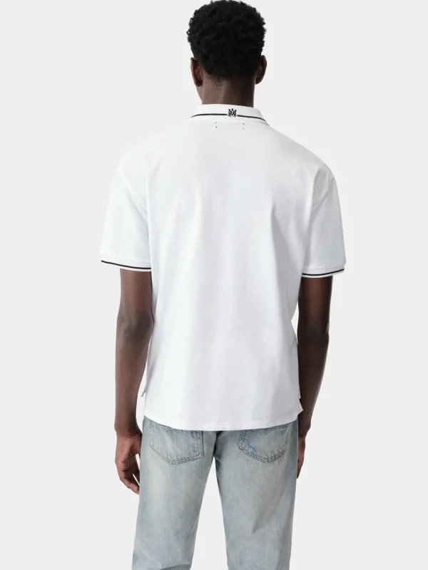 AMIRI Tees>MA CORE LOGO POLO White