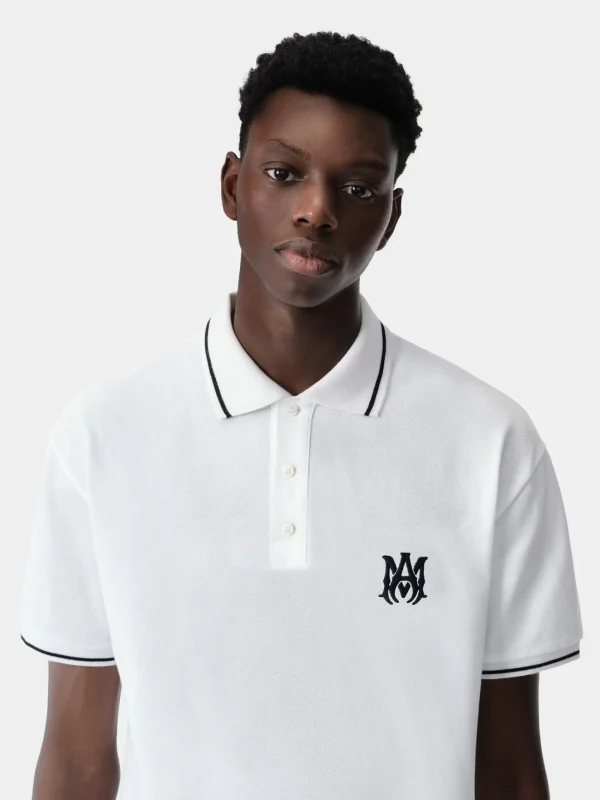 AMIRI Tees>MA CORE LOGO POLO White