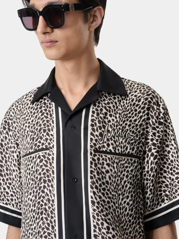 AMIRI Shirts>MA LEOPARD BOWLING SHIRT Black Birch