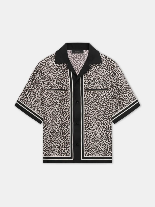 AMIRI Shirts>MA LEOPARD BOWLING SHIRT Black Birch