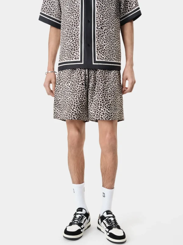 AMIRI Shorts & Sweatpants>MA LEOPARD SHORT Black Birch