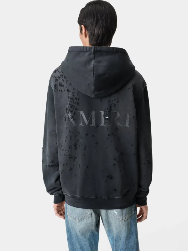 AMIRI Sweatshirts>MA LOGO SHOTGUN ZIP HOODIE FADED BLACK