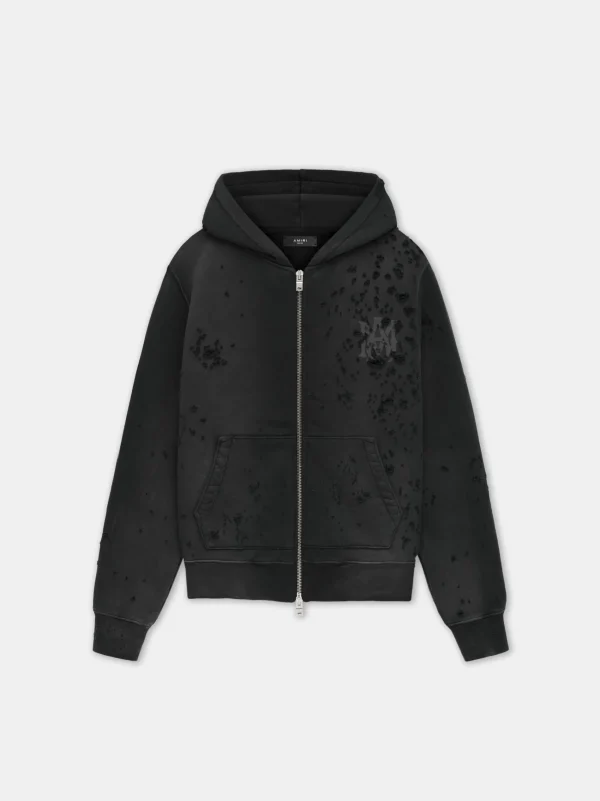 AMIRI Sweatshirts>MA LOGO SHOTGUN ZIP HOODIE FADED BLACK