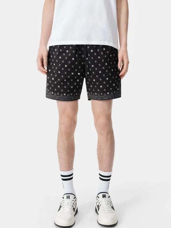 AMIRI Swimwear>MA PAISLEY SWIM TRUNK BLACK