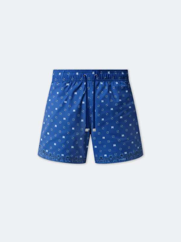 AMIRI Swimwear>MA PAISLEY SWIM TRUNK Blue