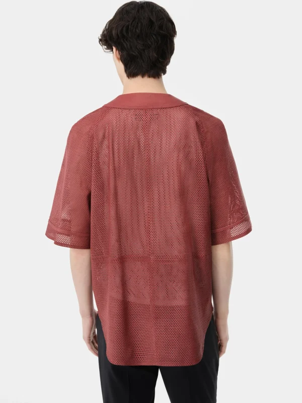 AMIRI Shirts>MA PERFORATED BASEBALL SHIRT Sun Dried Tomato