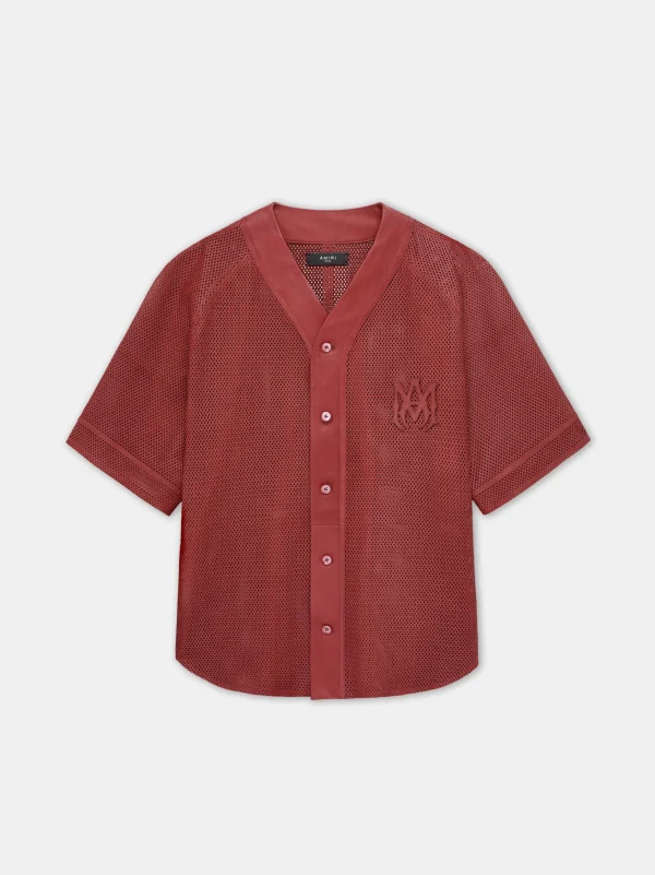 AMIRI Shirts>MA PERFORATED BASEBALL SHIRT Sun Dried Tomato