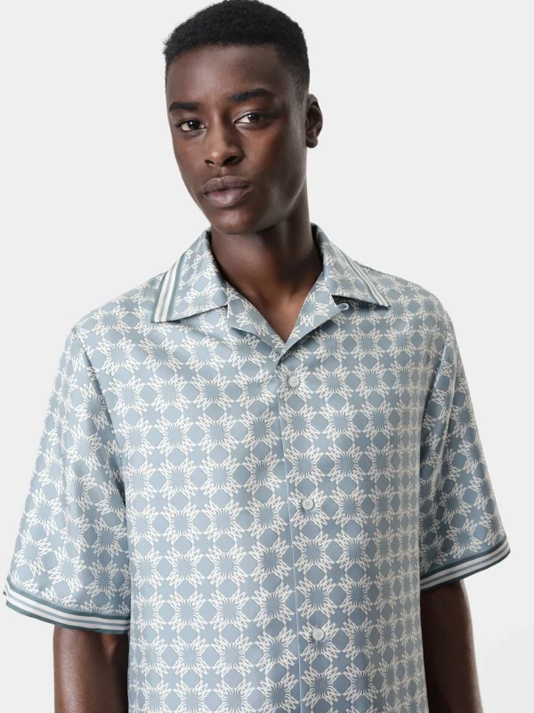 AMIRI Shirts>MA QUAD BOWLING SHIRT DUSTY BLUE