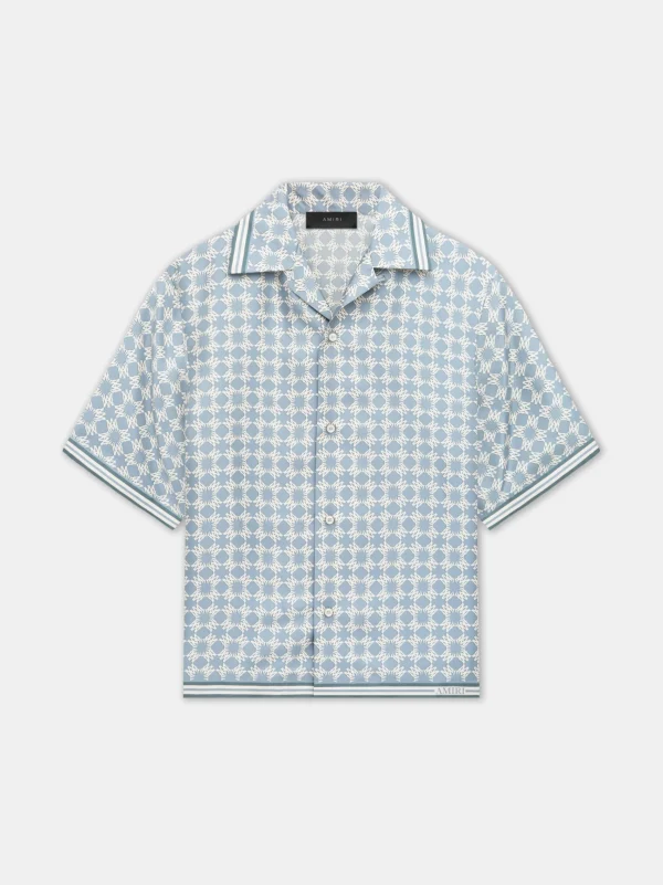 AMIRI Shirts>MA QUAD BOWLING SHIRT DUSTY BLUE