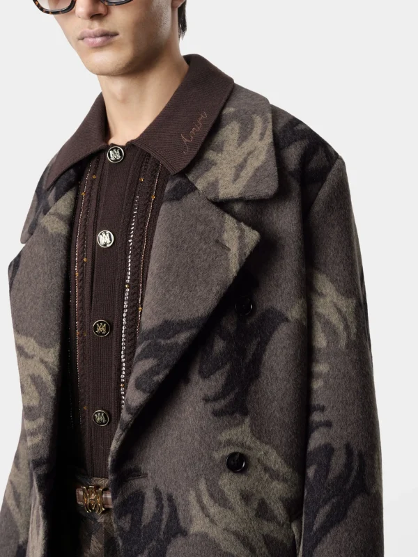 AMIRI Outerwear>MA QUAD BRUSHED DOUBLE-BREASTED OVERCOAT DARK BROWN