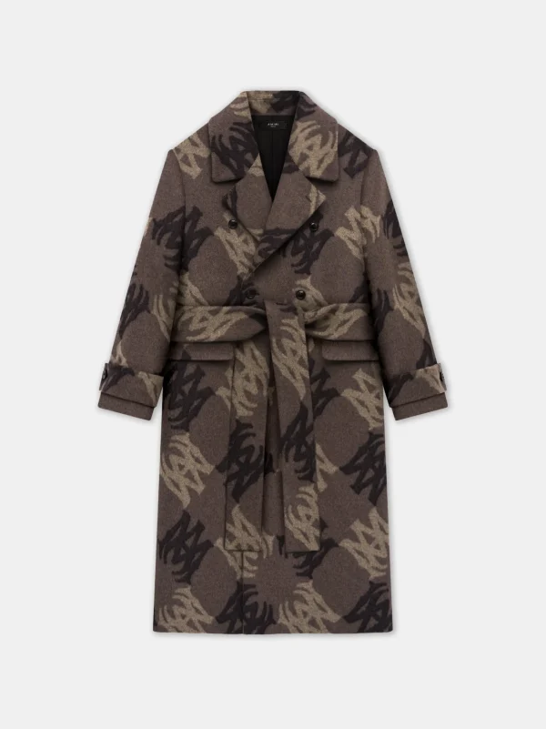 AMIRI Outerwear>MA QUAD BRUSHED DOUBLE-BREASTED OVERCOAT DARK BROWN