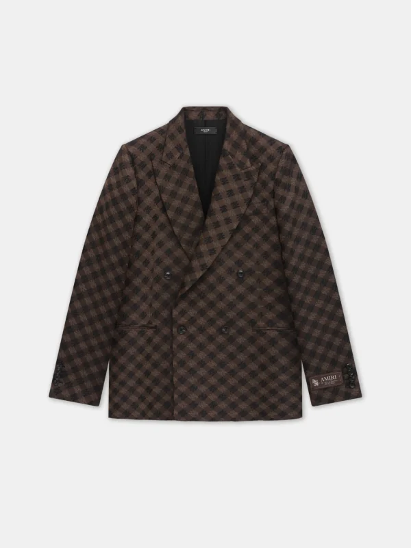 AMIRI Outerwear>MA QUAD DOUBLE-BREASTED BLAZER DARK BROWN