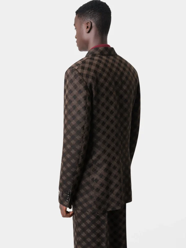 AMIRI Outerwear>MA QUAD DOUBLE-BREASTED BLAZER DARK BROWN